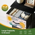thumbnail image 5 of 4 Drawer Vertical Storage Dresser Beach ocean palm tree big wave sun hand drawn style light beige color with Wood Top Fabric Pull Drawers, 5 of 8