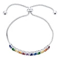 thumbnail image 2 of Bling Jewelry Womens 3CTW CZ Rainbow Bolo Style Tennis Bracelet Rhodium Plated, 2 of 4