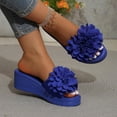 thumbnail image 4 of ShiShine Womens Flower Wedge Slides Open Toe Slip On Sandals Bohemian Casual Anti Slip Comfy Beach Vacation Sandals, 4 of 9
