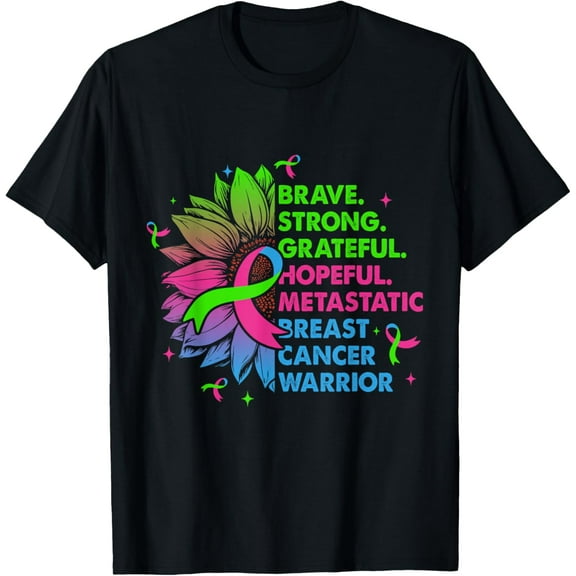 Metastatic Breast Cancer Awareness Sunflower Ribbon Women T-Shirt