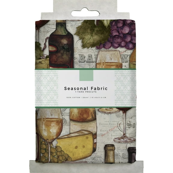 David Textiles 44" x 1 Yard Cotton Gotta Love Wine Precut Fabric, ulticolor