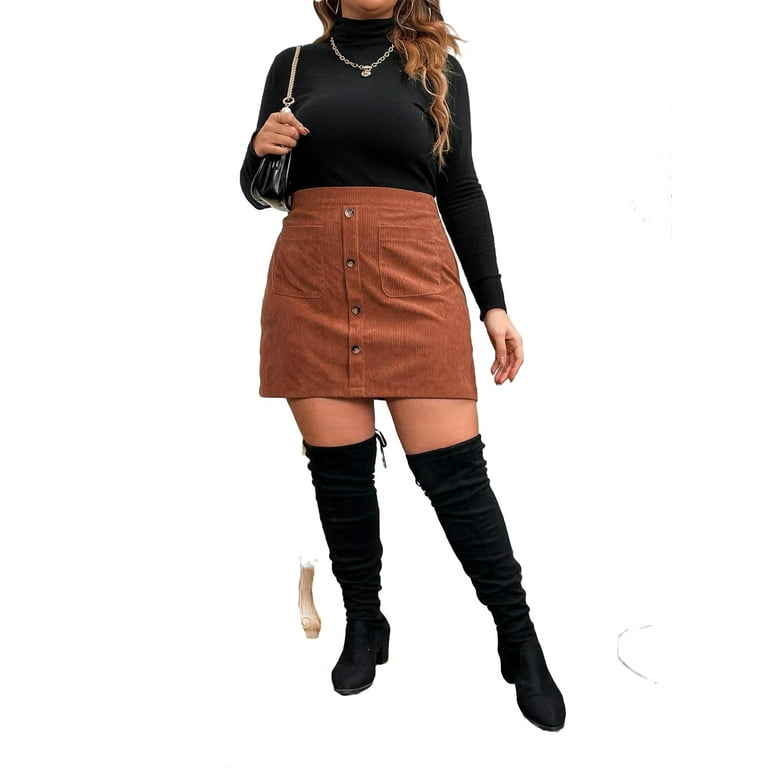 Walmart brown cheap pencil skirt