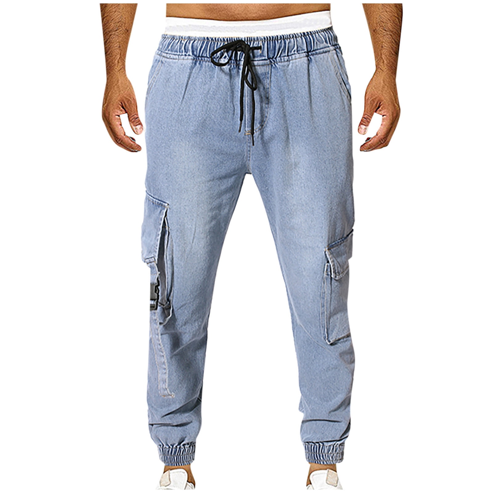 Summer Savings Clearance 2022! Men's Sport Pants Jeans Fit Running Joggers Sweatpants Denim Trousers Men's Multi Pocket Jeans Casual Trousers - Walmart.com