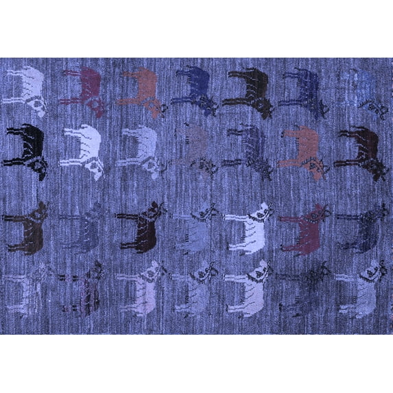 Ahgly Company Indoor Rectangle Abstract Blue Modern Area Rugs, 2' x 3'