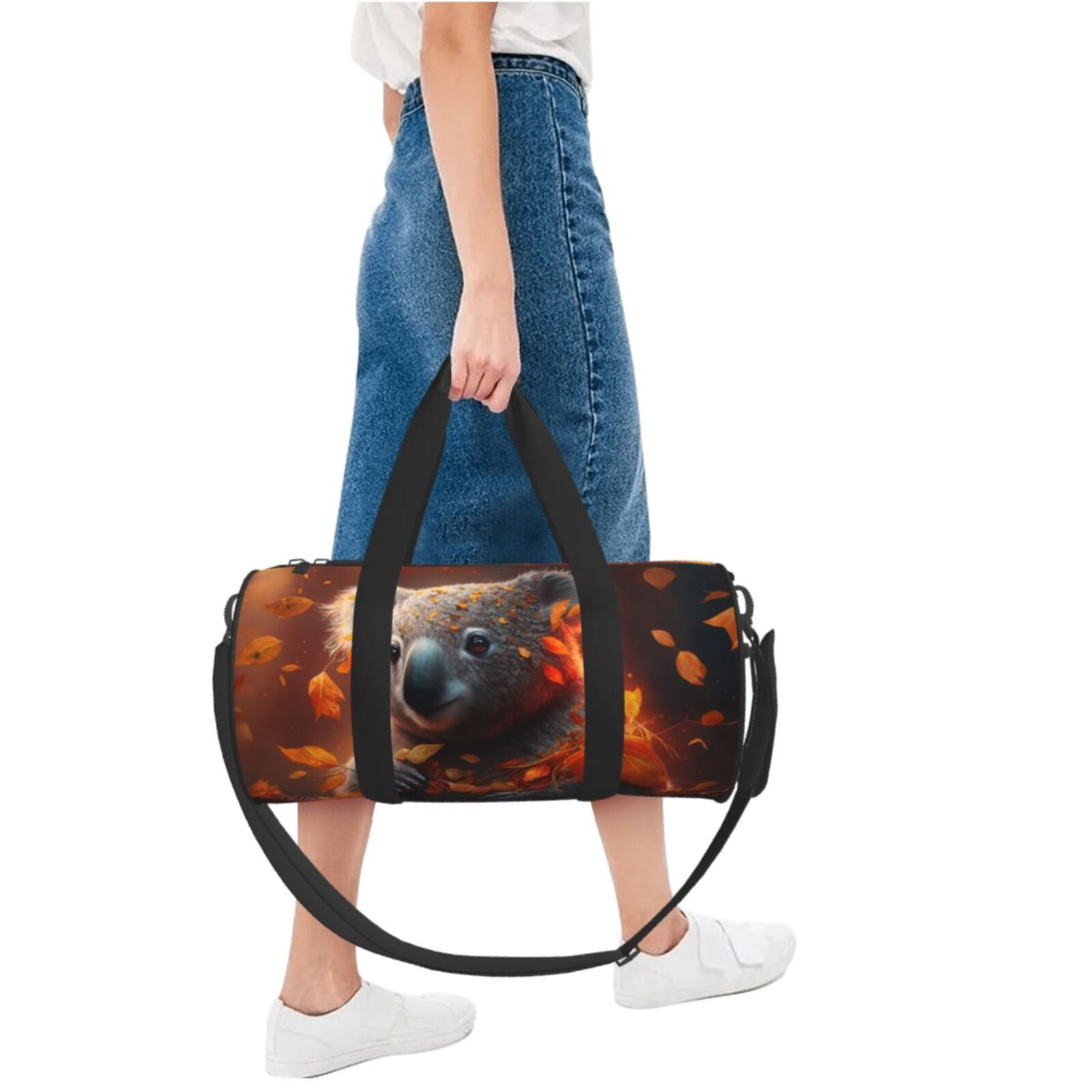 Vsdgher Cute Maple Leaf Koala 45L Foldable Duffel Bag, Sports Gym Bag,Overnight Bag, Portable Weekender Bag for Airplanes
