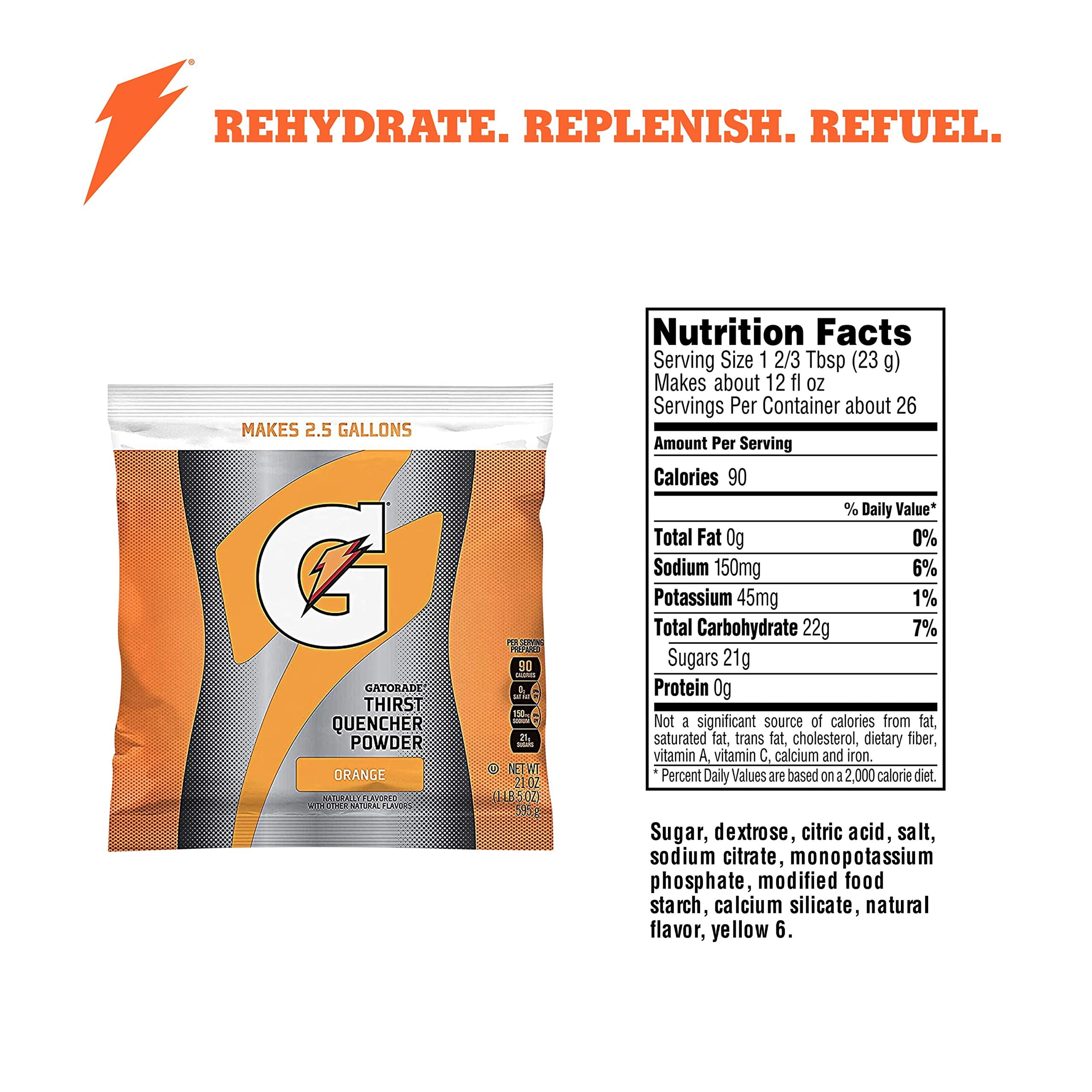 Gatorade Powder Bag Orange, 21 Ounce Pack of 32