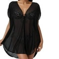 thumbnail image 1 of FhsagQ Sortie de Plage pour Femmes Sans Entrejambe Femmes Anneau Lié Robe de Sortie de Plage en Maille Transparente Robe de Sortie de Plage Robe de Plage Bikini Brillante Paréos Couvre-Maillots pour Maillot de Bain Robe Cache-Maillot pour Femmes Justaucorps Noir m, 1 of 8