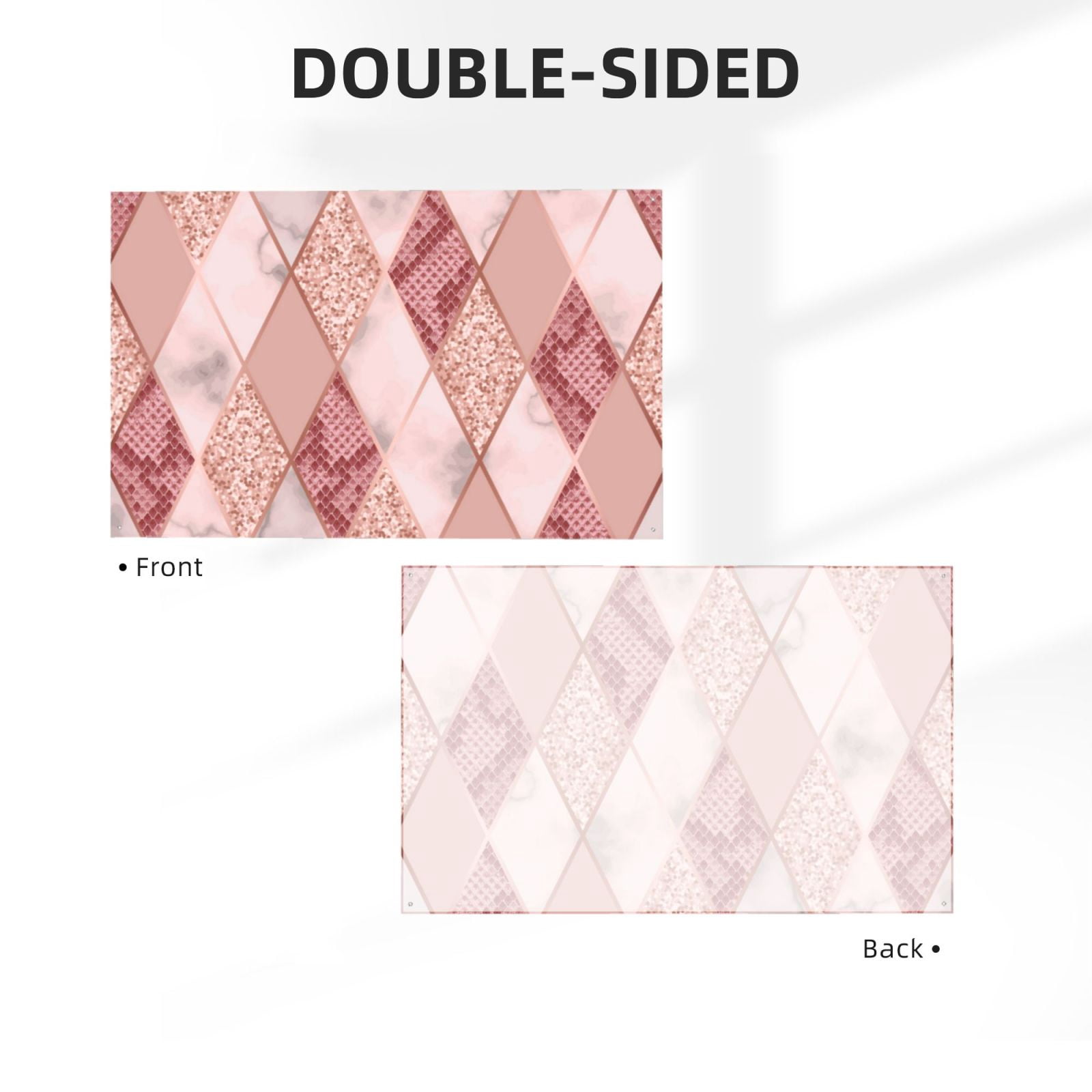 Rose Gold Marble Snakeskin Geometric Four Hole Decorated Banner Flag for Garden Yard Home Decoration Indoor Outdoor 4x6 Ft