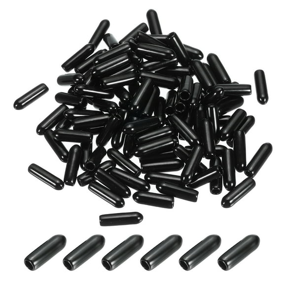 3MM Vinyl Rubber End Caps, 150 Pack Round Bolt Screw Covers Caps for Metal Tubing Rod Bolts, Black