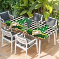 thumbnail image 2 of St. Patrick's Day Table Cloths for 3 Foot Rectangle Tables, Gnomes Shamrocks Gold Coin Buffalo Plaid Patio Waterproof Elastic Fitted Tablecloths, Washable Rectangular Table Cover for Camping, 2 of 8