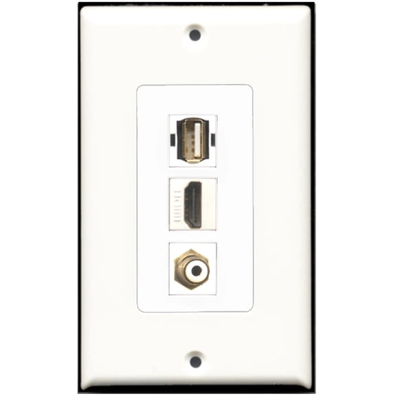 Ultra Spec Cables 1 Port HDMI 1 Port RCA 1 Port USB A-A Wall Plate F/F DecorZ