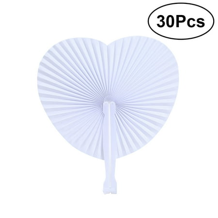 

Fans Fan Paper Folding Handheld Hand Wedding Decor White Foldable Bulk Shaped Decorate Guests Weddings Room Spring