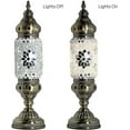 thumbnail image 4 of SILVERFEVER Turkish Cylinder Table Lamp Mosaic Glass Accent Boho Lamps Moroccan Lantern Silver Snowflake, 4 of 7