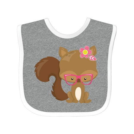

Inktastic Hipster Squirrel Squirrel with Glasses Flowers Gift Baby Boy or Baby Girl Bib