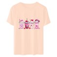 thumbnail image 4 of mihongmao Valentine Tops for Women Short Sleeve Women Casual Round Neck Short-sleeved Christmas Tree Printed T-shirt Beige XL, 4 of 6