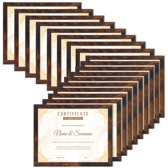 18-Pack 8.5x11 Brown Certificate & Diploma Frames