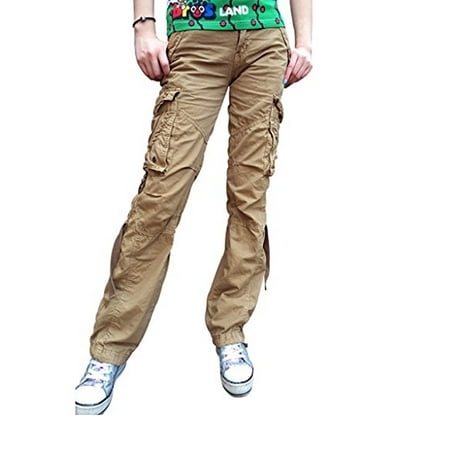 Women's Casual Cargo Pants Military Army Styles Cotton Trousers 2803 Khaki (Best Cotton Pants Brand In India)