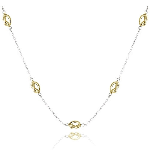 GIFFIH 18K Gold over Sterling Silver TwoTone Polished Love Knot Chain