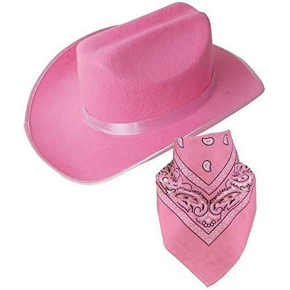 Cowboy Hat - Western Hat with Paisley Bandanna - Dress Up Clothes by Funny Party Hats (Pink Star Cowgirl Hat with Pink Paisley Bandana)