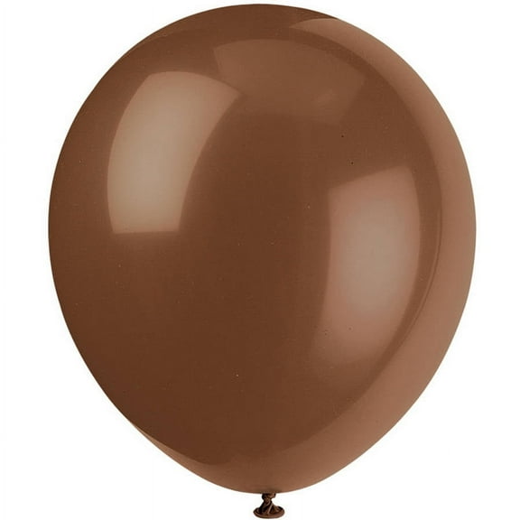Unique Industries Latex 12" Brown Solid Print Birthday Balloons, 10 Count