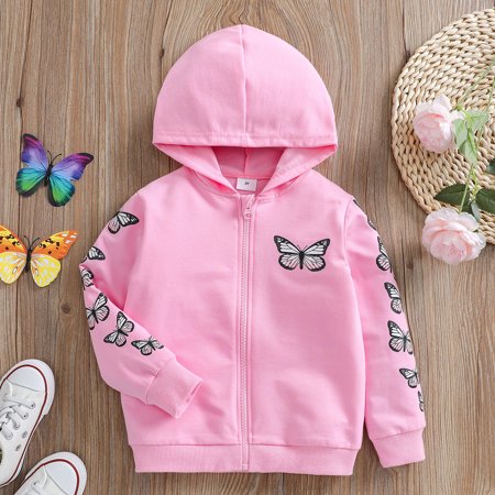 

PatPat Toddler Girl Butterfly Print Zipper Hoodie Sweatshirt Jacket