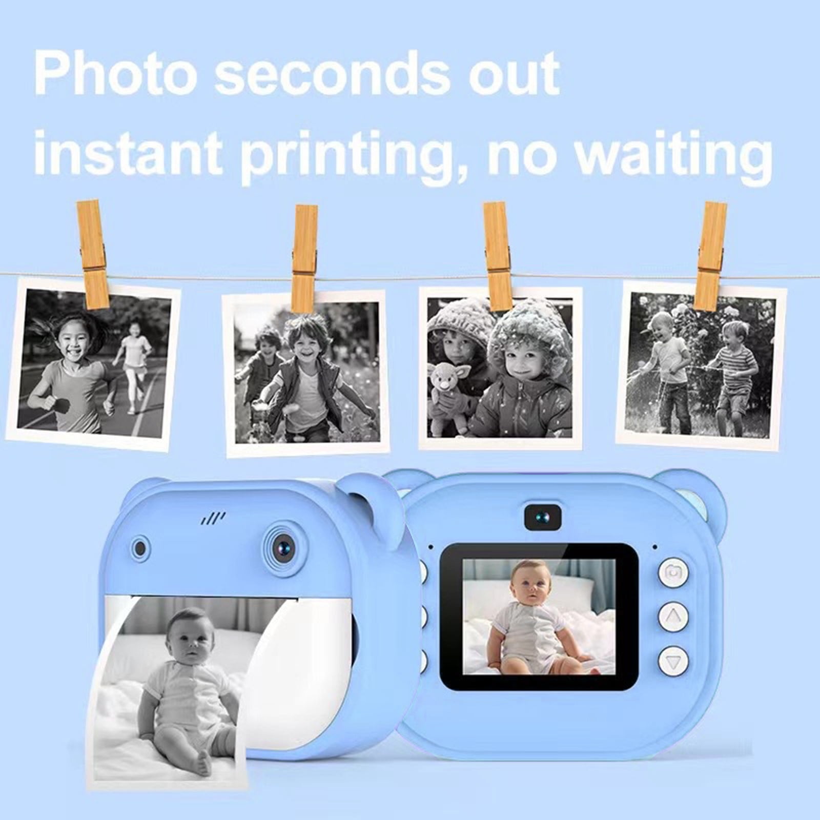 Tarmeek Instant Print Camera for Kids, 1080P HD Digital Camera with Inkless Thermal Printing, 12MP Dual Lens, Portable Photo Printer with 3 Rolls Paper, Blue