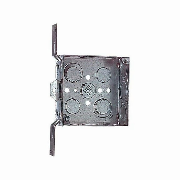 Steel City 3821204 4 in. Square Steel Outlet Box, Silver