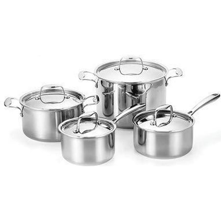 Josef Strauss Integral 8-Piece Cookware Set | Tri-Ply Construction, Works with Induction Cooktops, Oven and Dishwasher Safe, 18/10 Stainless Steel Brushed Interior, Mirrored Stainless Steel
