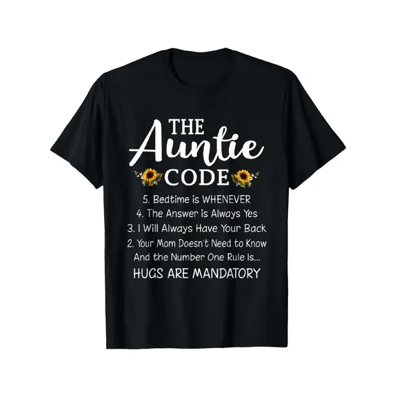 Funny Auntie Code Rules Women Gift for Aunt Short Sleeve Casual Graphic T-Shirt