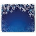 thumbnail image 1 of Christmas Mouse Pad, Ornamental White Snowflakes in Various Styles Cold Winter Season, Rectangle Non-Slip Rubber Mousepad, Pale Blue Navy Blue, by Ambesonne, 1 of 2