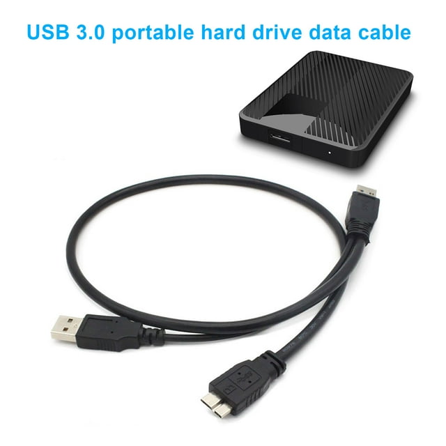 Visland 60CM Mobile Hard Drive Cable USB3.0 A Male to Micro B 5 Gbps Y Shape Dual Power High Speed Portable External HDD Convector Adapter Cord