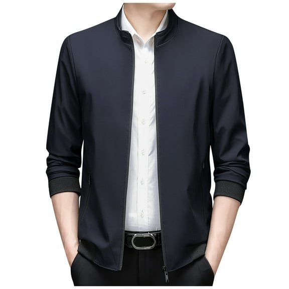 Men's Lightweight Casual Jacket Autumn Fashion Thin Comfortable Outdoor Blouse Coat with Pockets
