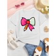 thumbnail image 1 of Boys' Cartoon Pencil & Bow Print Short Sleeve T-Shirt - Soft Breathable Summer Crewneck Top, Machine Washable Regular Fit Playful Youngsters' Casual Tee, Fun Youngsters Design, 1 of 6