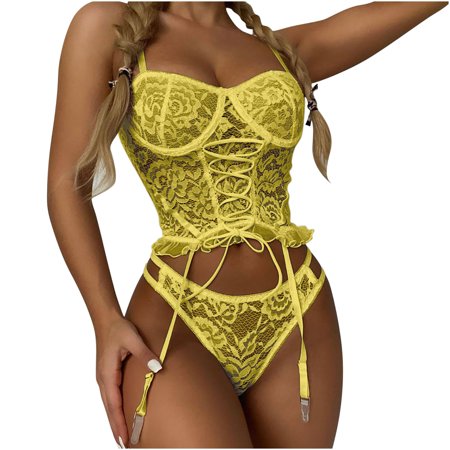 

Women s Fashion Flower Embroidery Sexy Lingerie Lace Garter Two Piece Suit Bikini