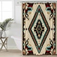 thumbnail image 2 of Small Stall Shower Curtain 48x72 Inch Narrow Half Size Boho Red Teal Brown Bath Curtains Bathroom Decor Southwestern Vintage Geometric Waterproof Fabric Shower Curtain Set with Hooks 48 Inch, 2 of 6