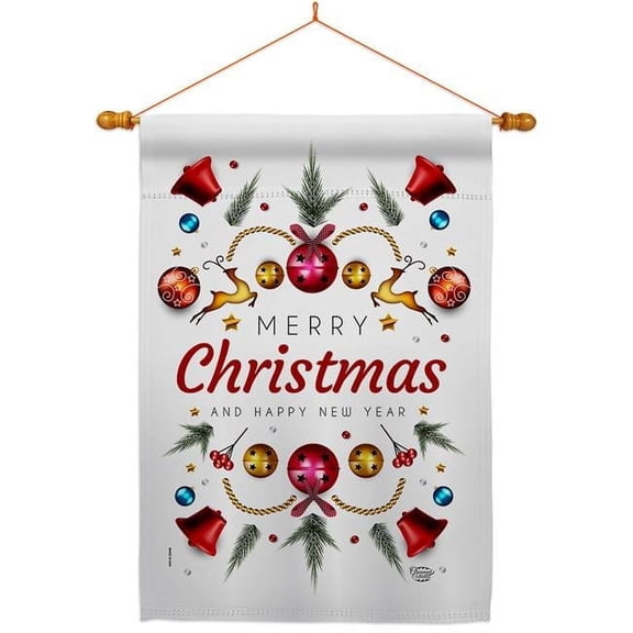 Ornament Collection HS190018-BO-03 28 x 40 in. Ornament Arrangement House Flag Set Wintertime Christmas Double-Sided Decorative Vertical Flags & Decoration Banner Garden Yard Gift