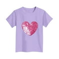 thumbnail image 4 of Miluxas Girls T Shirts Crew Neck Short Sleeve Pink Heart Print Tops Casual Basic Tees Purple 12-13Years, 4 of 6
