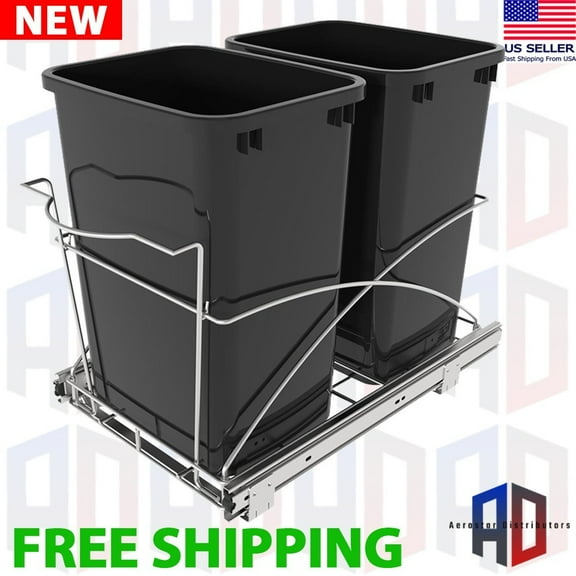 Pull Out Trash Can Under Cabinet, 14" W x 22 D Heavy Duty Kitchen Garbage Bin