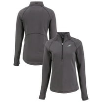 Women's Cutter & Buck Heather Black Philadelphia Eagles  Peshastin Eco Fleece Recycled Tri-Blend Raglan Half-Zip Jacket
