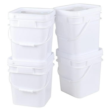 3 Gallon Plastic Bucket with Airtight Lid, 4-Pack Heavy Duty All Purpose Pail