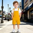 thumbnail image 6 of LIIPEE Girls Suspender Shorts Casual Summer Solid Color Elastic Waist Loose Fit Beach Party Children Pockets Fashion Versatile Comfortable Cute Shorts,6-7 Years, 6 of 9