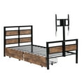 thumbnail image 6 of Bellemave Twin Gaming Bed with 2 Storage Drawers, Metal Twin Size Bed with 360° Rotating TV Mount, Twin Platform Bed Frame with Wooden Headboard and Footboard for Bedroom (Black), 6 of 10