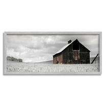 Stupell Industries Rustic Barn Scene Landscape Photography Gray Framed Art Print Wall Art, 24 x 10