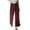 Wine, variant on Women's Wide Leg Slit Flowy Pants High Waist Cotton with Wrap Belt Pants New Style Trendy Solid Comfy Straight Leg Pleated Trousers Relaxed Outdoor Travel Coffee L