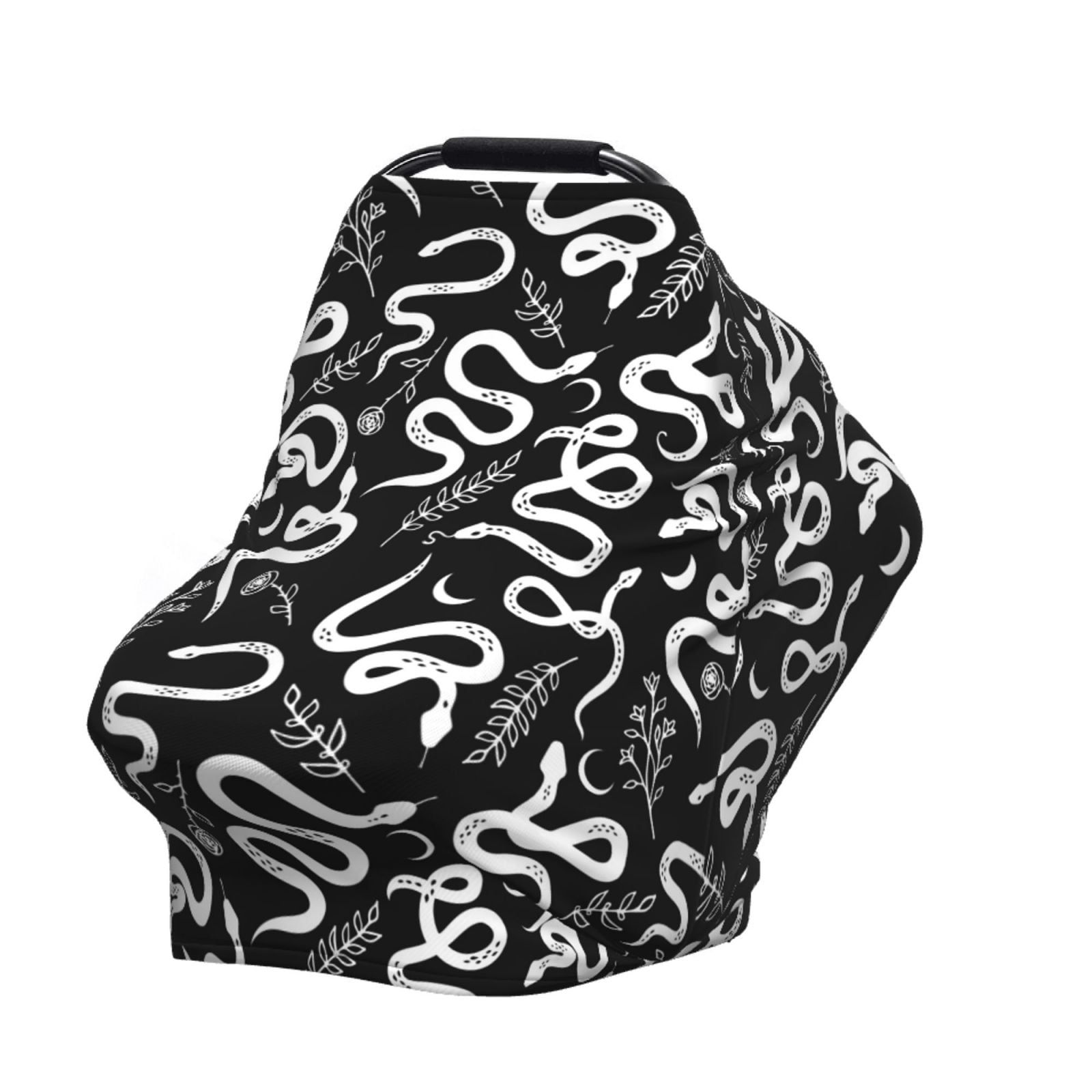 Fotbe Hand Drawn Snake Pattern Car Seat Covers for Babies, Nursing Breastfeeding Cover Infant Carseat Canopy, Soft Stretchy Carrier Cover