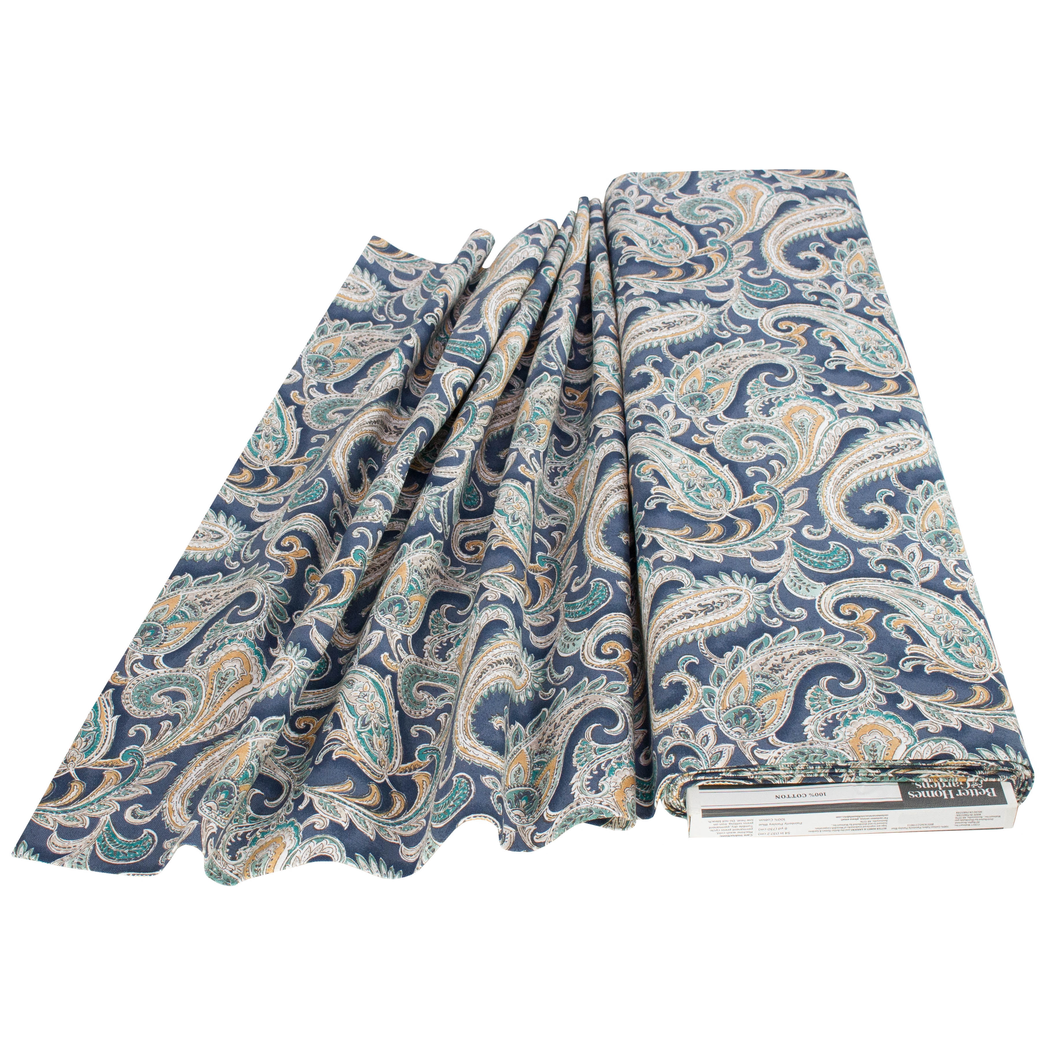 Better Homes & Gardens 54” Width 100% Cotton Fabric, 8 Yard by the Bolt, Painterly Paisley Blue