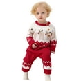 thumbnail image 2 of Douhoow Baby Christmas Sweater Jumpsuit Unisex Infant Elk Printed Knitted Romper, 2 of 9