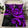 thumbnail image 2 of Manfei Abstract Swirl Stripes Twin Sheet Sets 3pcs for Teens,Geometric Lines Twin Fitted Sheet Microfiber,Black Purple Breathable Flat Sheet,Lightweight Room Decor, 2 of 7