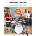 thumbnail image 2 of Ensemble de Batterie VEVOR Enfants 5 Pcs 14 Pouces avec Cymbale Throne Noir, 2 of 9