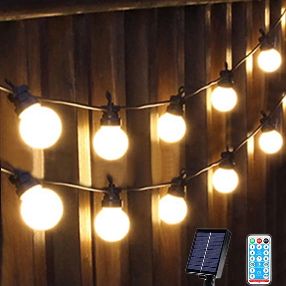 LINLIN Solar Outdoor String Lights with Dimmable Remote Control,32.8FT G50 Globe Patio Lights with 20LED Bulbs,Commercial Grade Waterproof String Lights for Garden,Bistro,Cafe